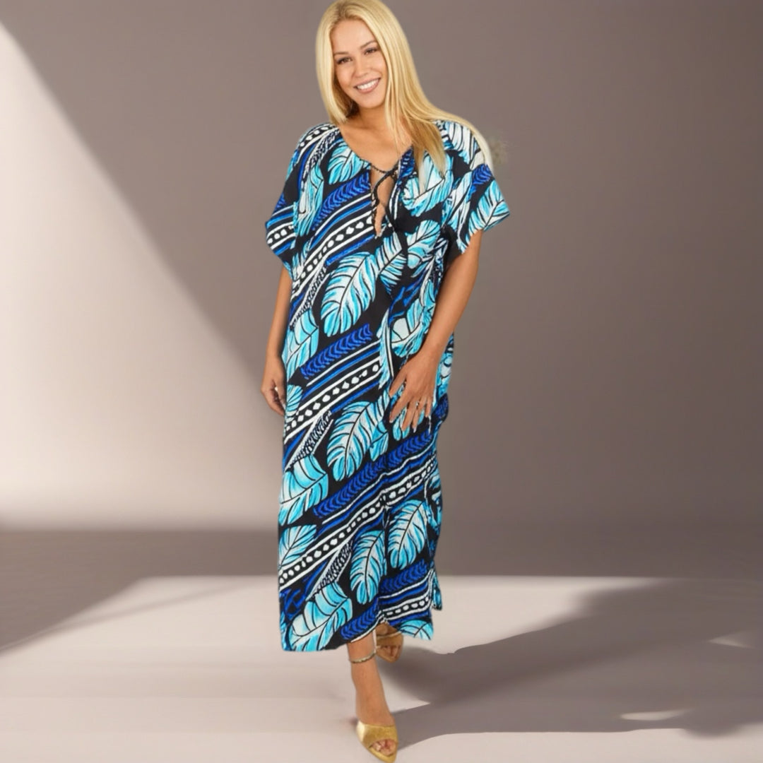 Tropical Maya Cotton Rayon Kaftan. AU 8-32