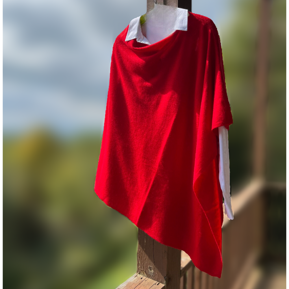 Women’s 100% Cashmere Oversized Red Julian Poncho