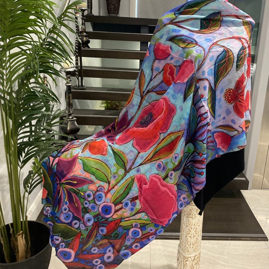 Artisans Print Pure Cashmere Julian Scarf Purple Maya