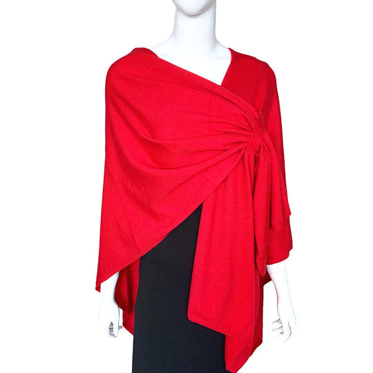 Red RITZY Front Closure Maya Winter Cardigan Poncho Sweater