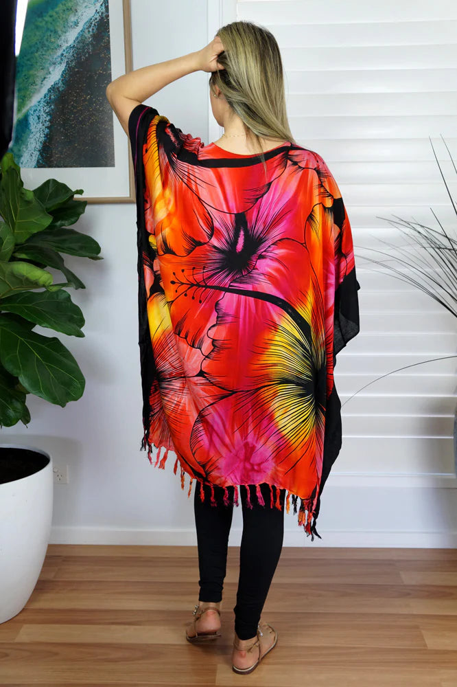 Tropical Maya Top Tunic Coverup Kaftan OFSA 14-26