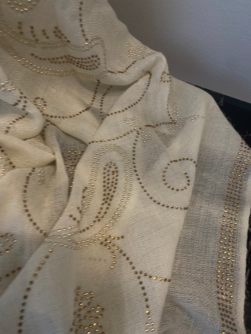 Julian Pure Cashmere  Beaded Crystals Handwoven Wedding Wrap Scarf