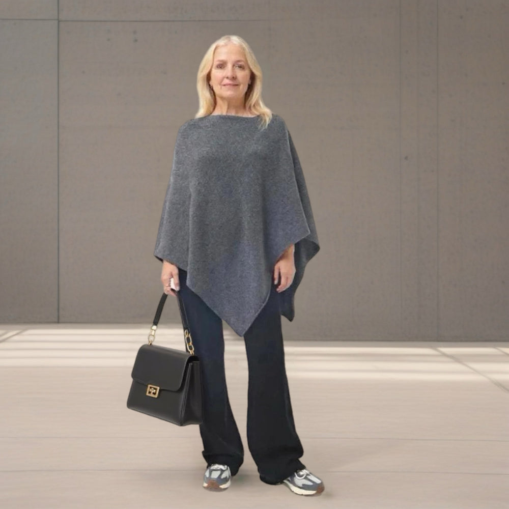 Charcoal Grey 100% Pure Cashmere Julian Poncho