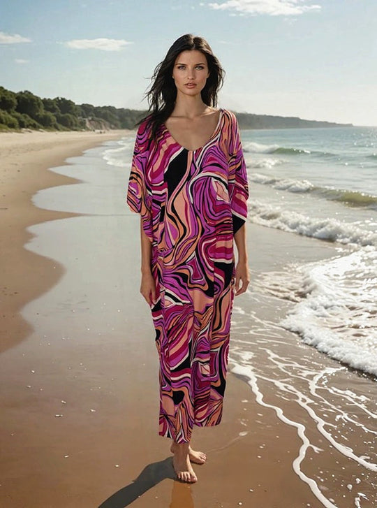 Maya Tropical Resort Rayon  Kaftan Dress O/S AU 14-22