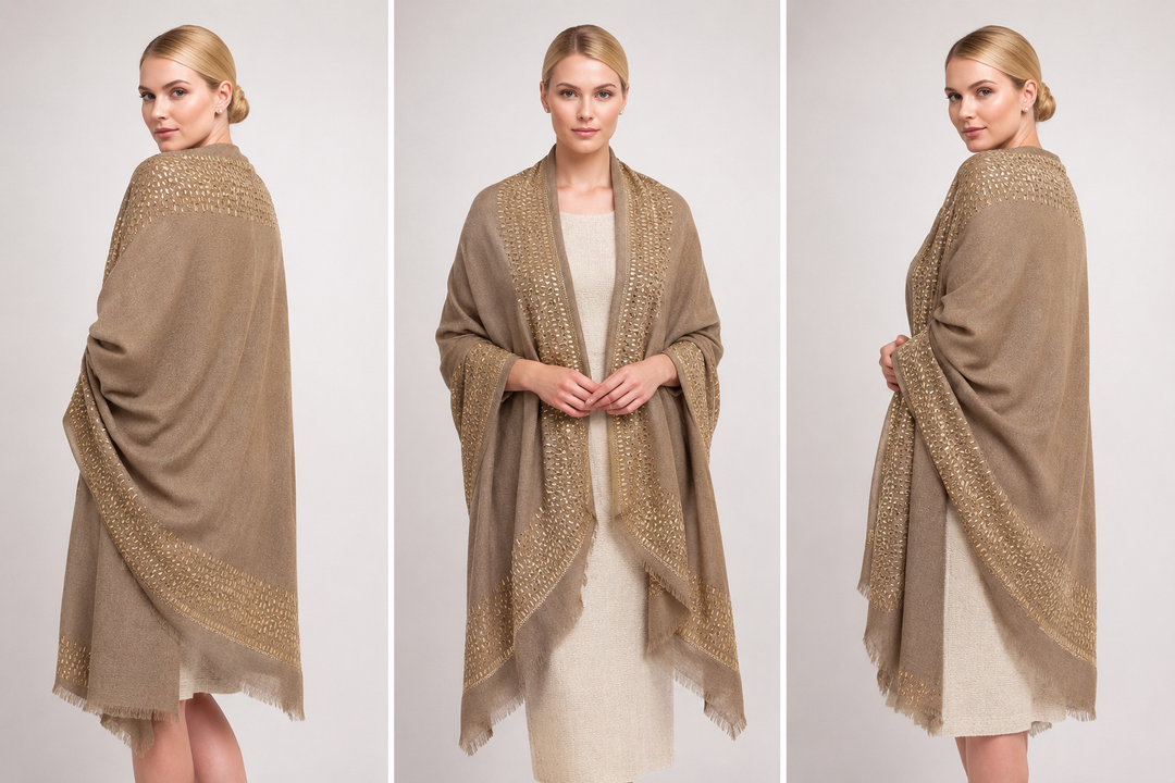 Handwoven Bling Pure Cashmere Julian Scarf Shawl/Wrap