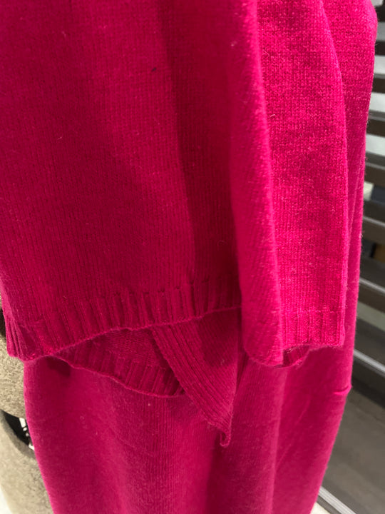 100% Cashmere 2 ply Knitted Julian Oversized Wrap -Fuchsia