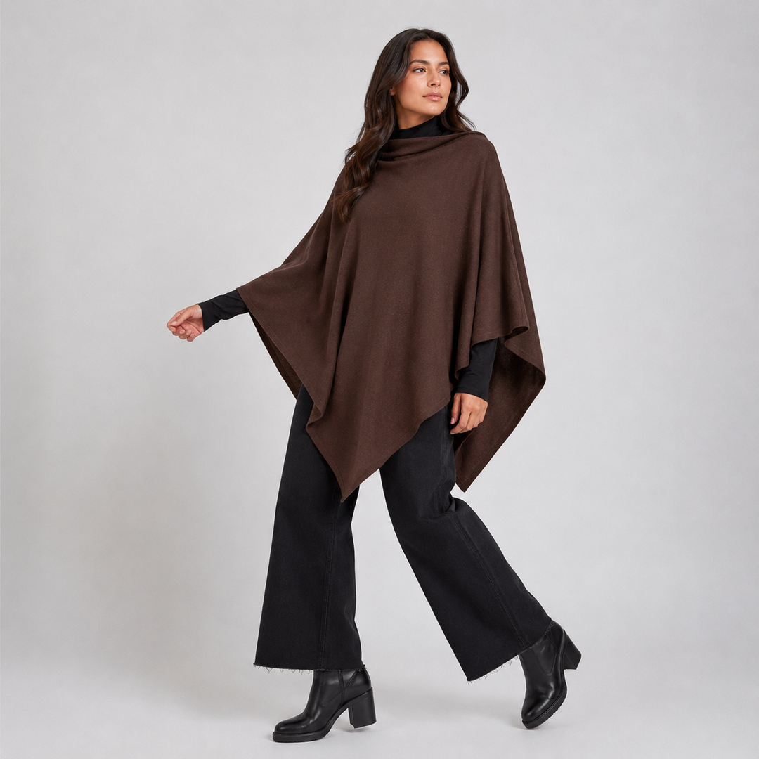 Dark Brown 100% Cashmere Julian Poncho-AU 8-18