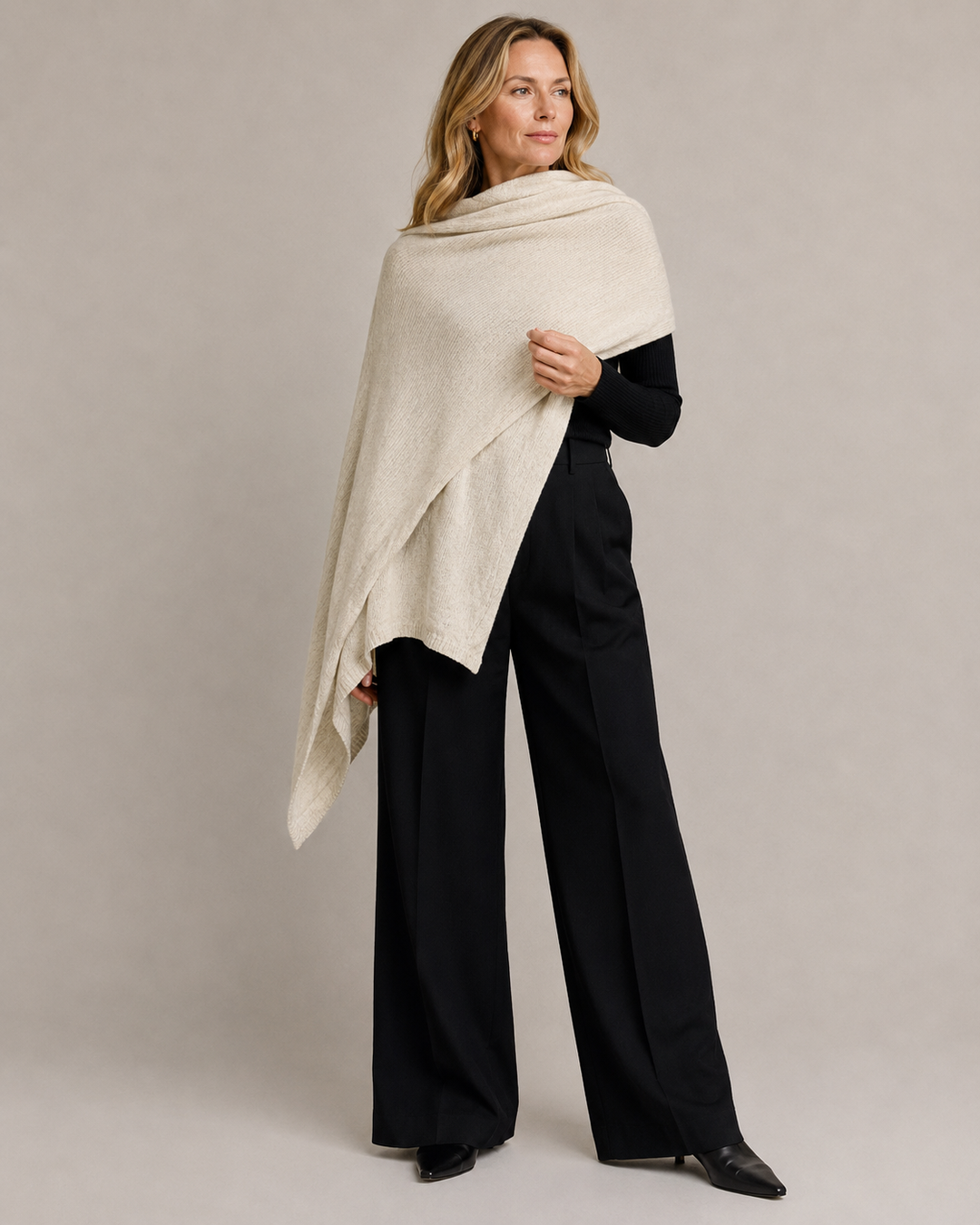 Julian Cashmere Extra large Travel Wrap/Shawl-Oatmeal Ivory