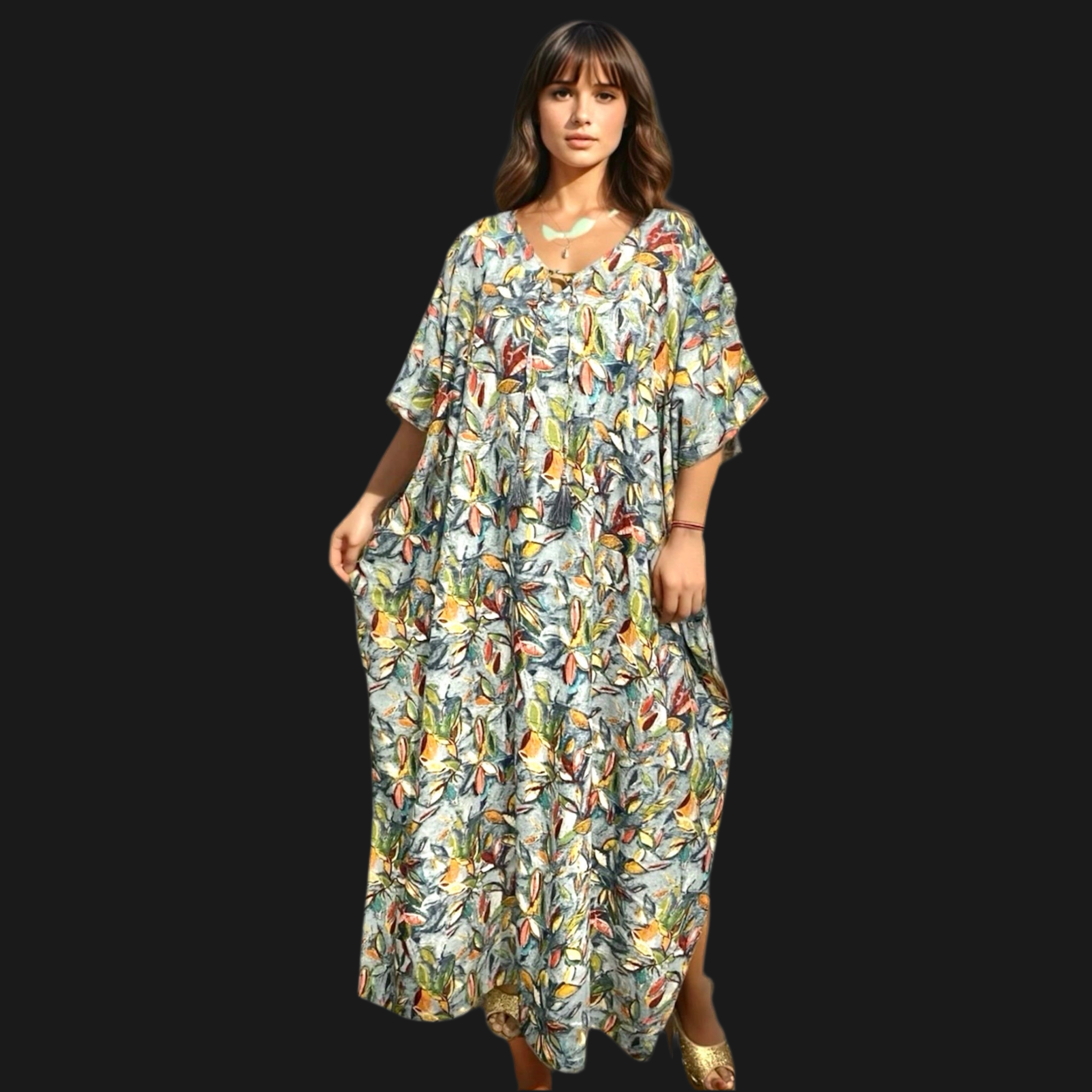 Tropical Resort Cotton Bamboo Maxi Dress