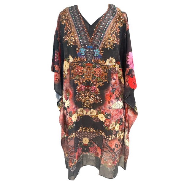 Kyra Black floral Embellished Tunic Top AU 12-22