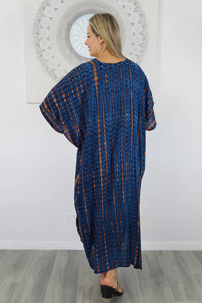 Maya Long Kaftan Blue  O/S AU 16-26