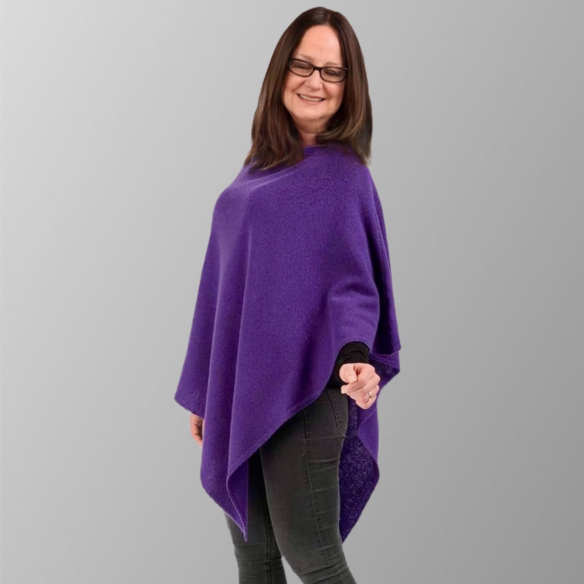 Purple 100% Cashmere Wool Oversized Julian Poncho
