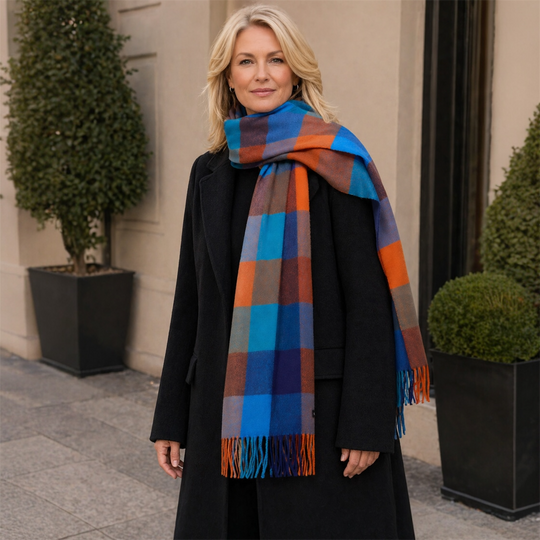 Colour Plaid Fringe wool blend Winter Scarf/ Stole