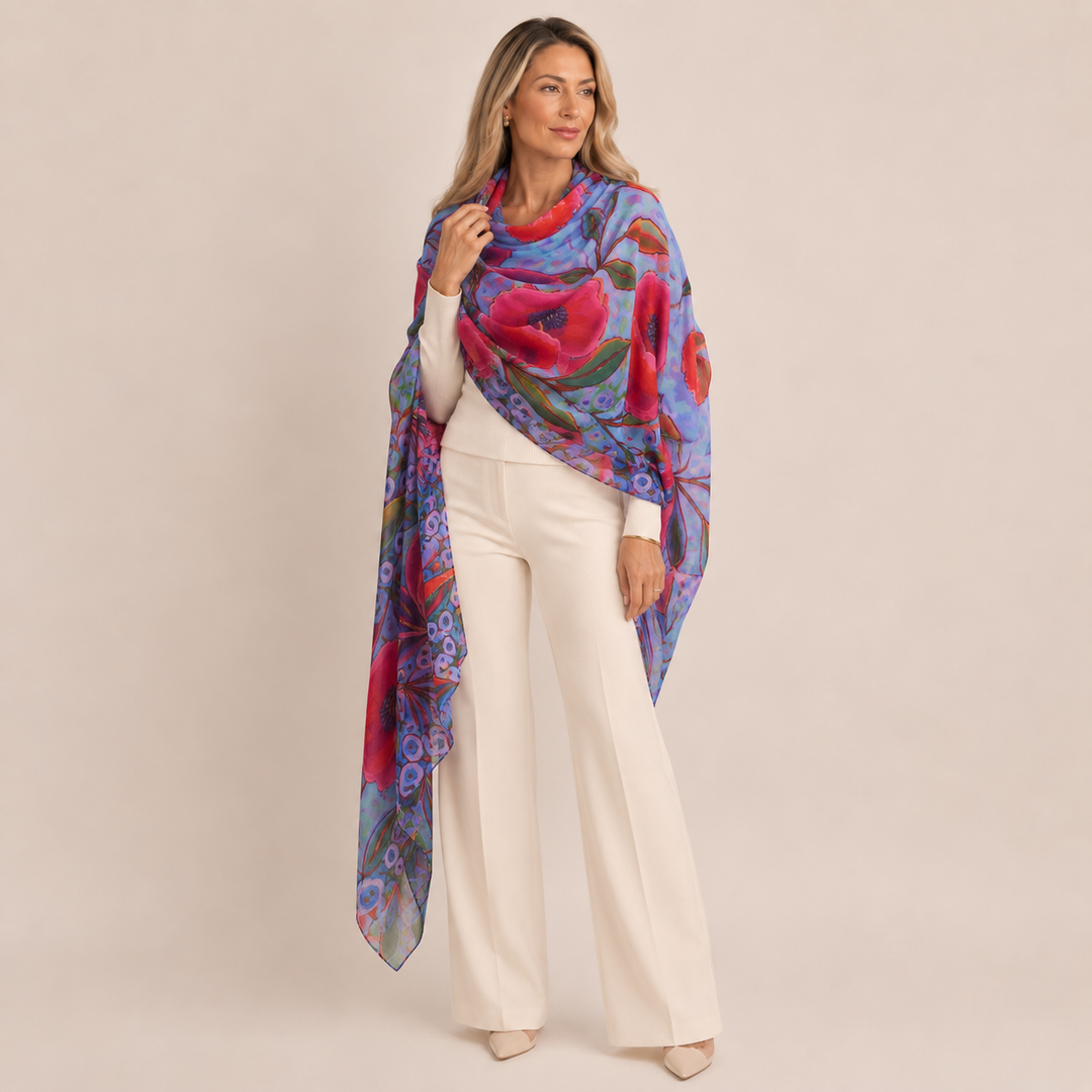 Artisans Print Pure Cashmere Julian Scarf Purple Maya