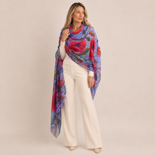 Artisans Print Pure Cashmere Julian Scarf Purple Maya