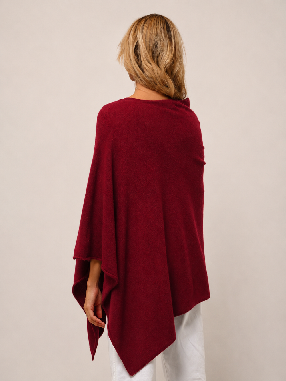 Berry  100% Cashmere Oversized Julian Poncho