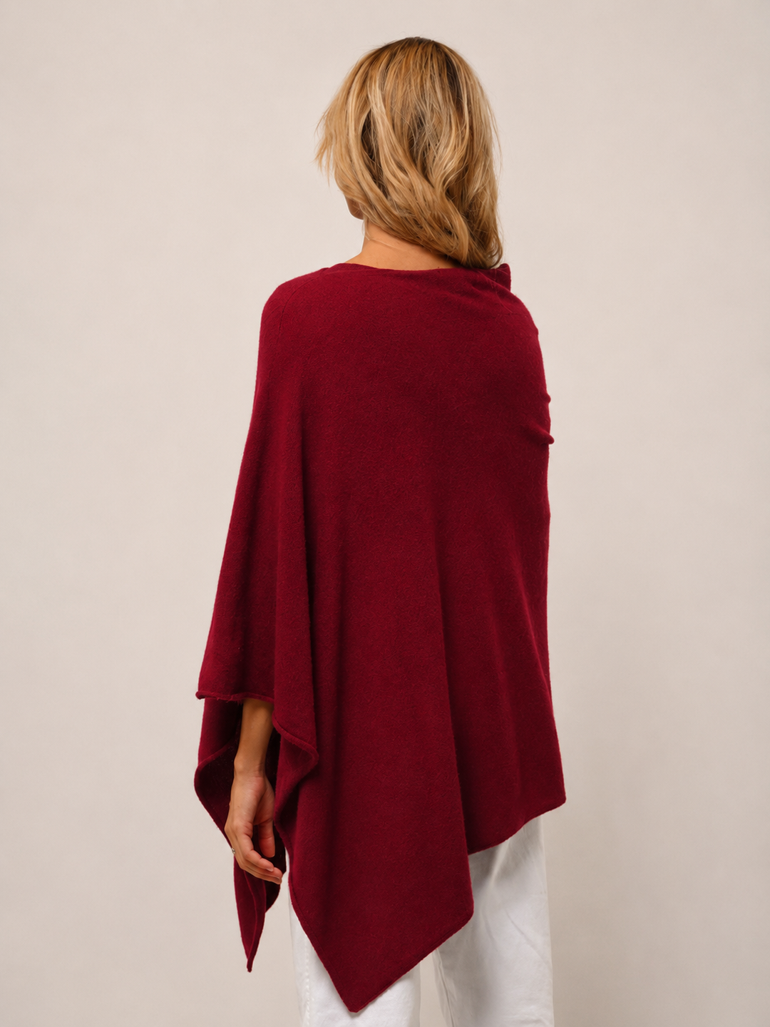 Berry  100% Cashmere Oversized Julian Poncho