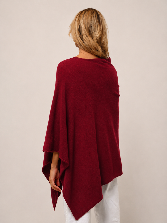 Berry  100% Cashmere Oversized Julian Poncho