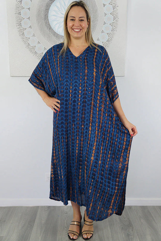 Maya Long Kaftan Blue  O/S AU 16-26