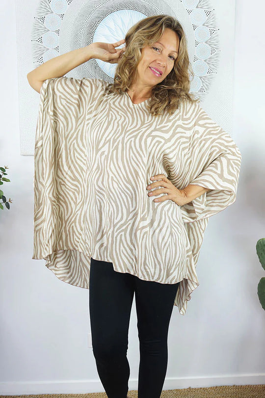 Taupe  Maya Short Top Tunic One Size 14-26