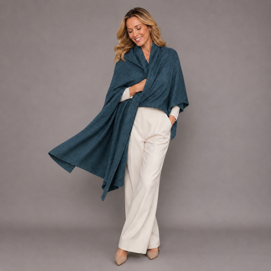 Cashmere Deep Lagoon Luxe Julian Travel Wrap