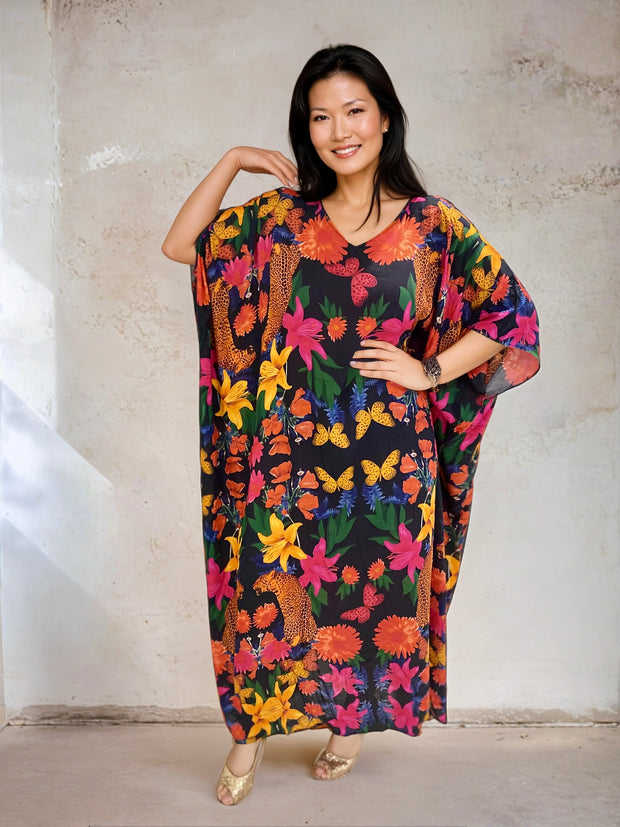 Plus Size Floral Safari Maya Premium Rayon Kaftan OFSA 14-26