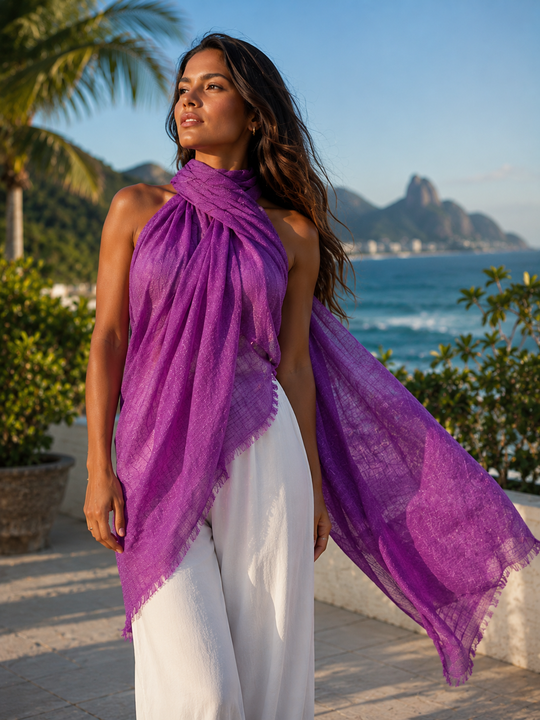 Julian Oversized handwoven pure cashmere scarf- Imperial Lilac