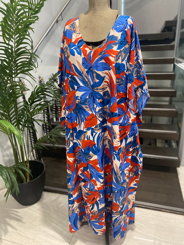 Tropical Maya Rayon Cotton Kaftan 12-22