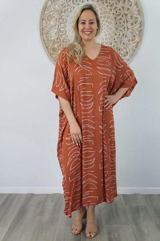 Maya Long Kaftan Rust O/S AU 16-26