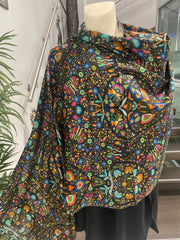 Julian Black Wool Silk Blend Wrap/ Scarf