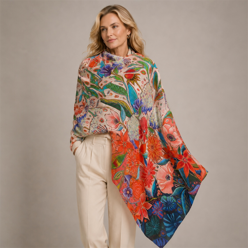 Mklane Cashmere Ultra fine Julian Scarf /Wrap-Artisans Canvas