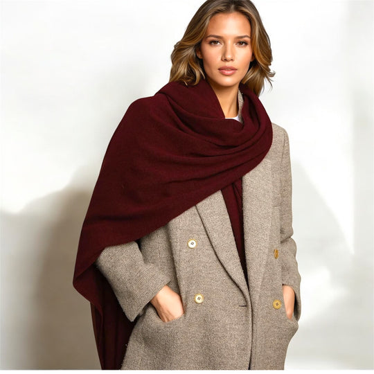 Maroon Julian Pure Cashmere Travel Wrap-New Soulful Collection
