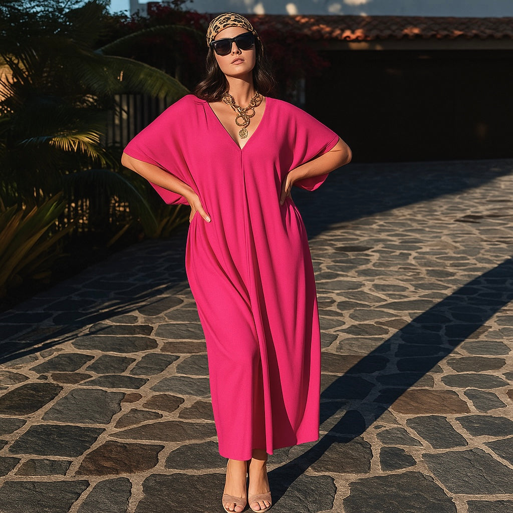 Fuchsia MAYA Breezy Cool Summer Kaftan Dress Sizes Available AU 12-30