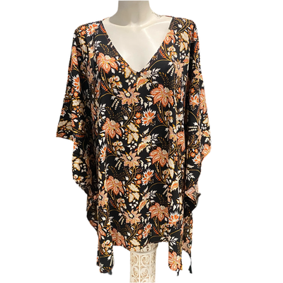 Maya Black floral  / Tunic/ Top OFSA AU 12-24