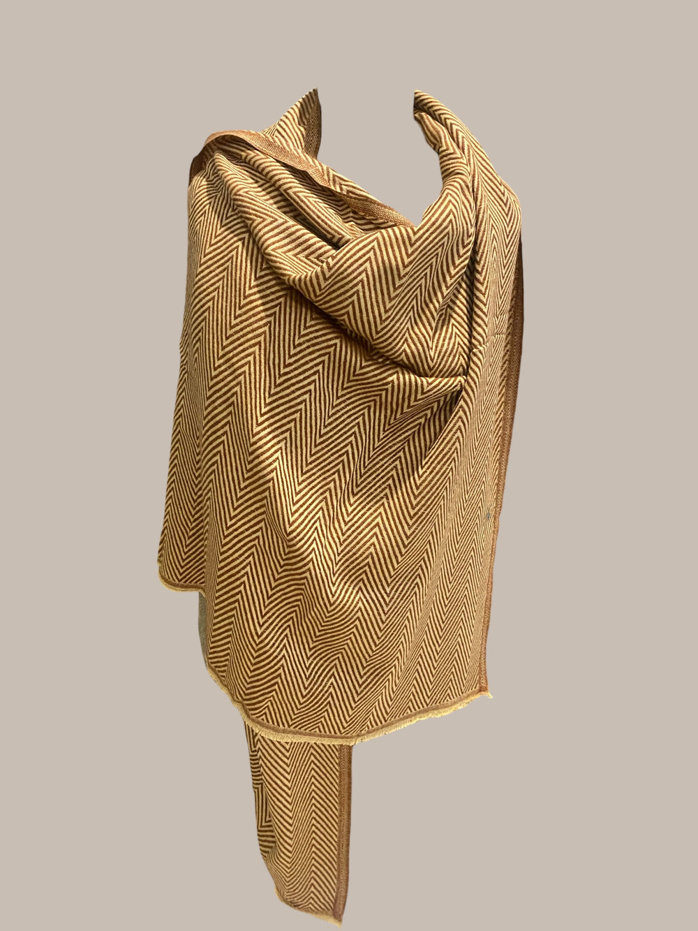 Brown Julian Cashmere Herringbone Unisex Scarf