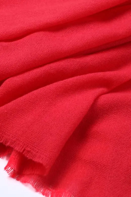 Imperial Red Julian handwoven pure Cashmere oversized shawl / Scarf