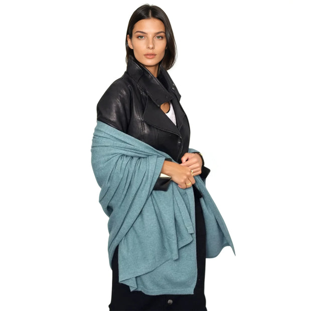 Blue 100% Cashmere soft knitted Julian Wrap/ Scarf