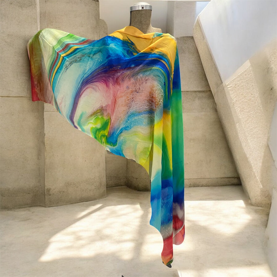 Cashmere Printed Wearable art Julian Ultralight Scarf-More Designs Available