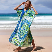 MAYA Tropical Green Cotton Rayon Kaftan