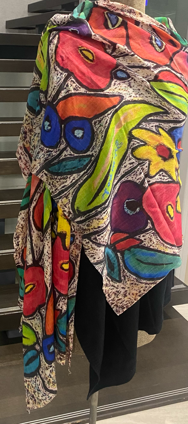 Cashmere Ultra fine Julian Scarf /Wrap-Garden of Love