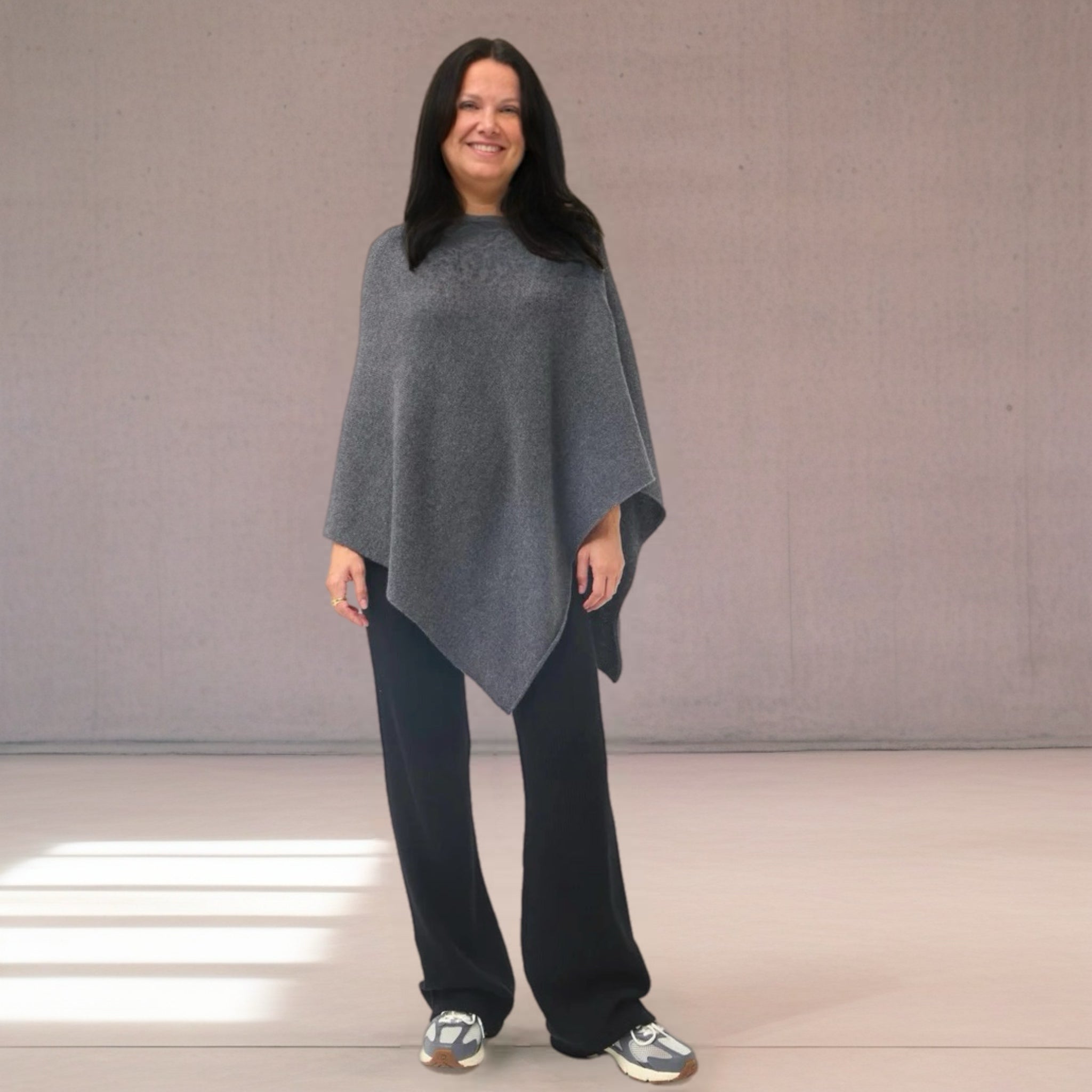 Charcoal Grey 100% Pure Cashmere Julian Poncho