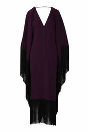 Fringed Formal  MIDI Coco Bella Silk Blend kaftan Maxi- Wine black