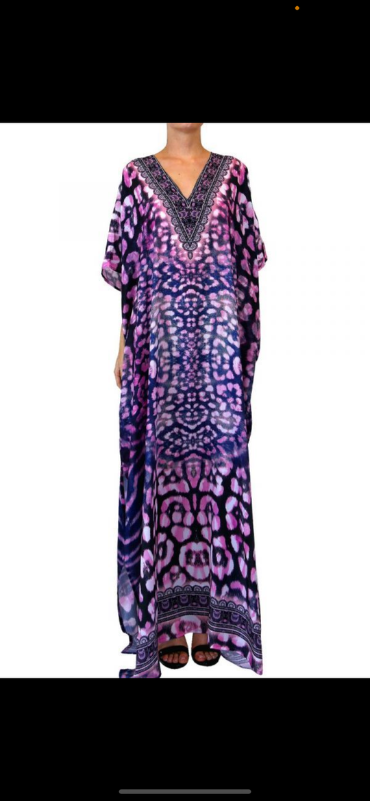 Maya Embellished Purple punch kaftan 14-28