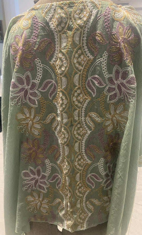 Sage Heavy Embroidered Maya Top Tunic KaftanOSFA 14-24