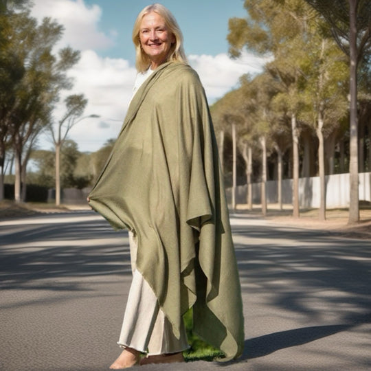 Light Olive Julian 100% Ultra fine Pashmina cashmere oversized scarf/ wrap/ shawl