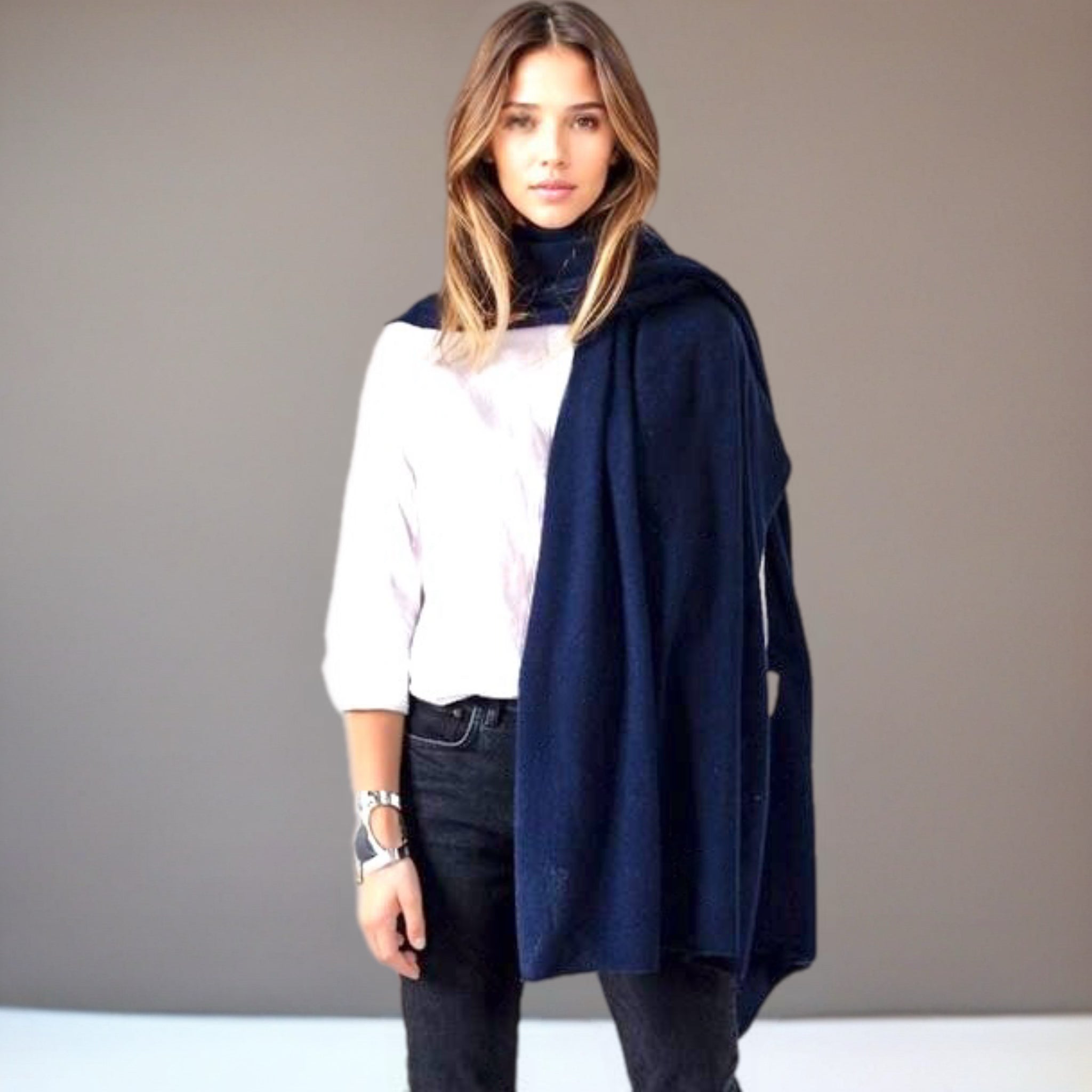 100% Cashmere 2 ply Knitted Julian Oversized Wrap -Unisex -More Colours available