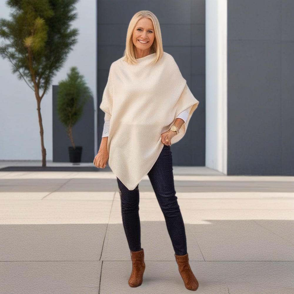 Ivory 100% Pure Cashmere Julian Poncho
