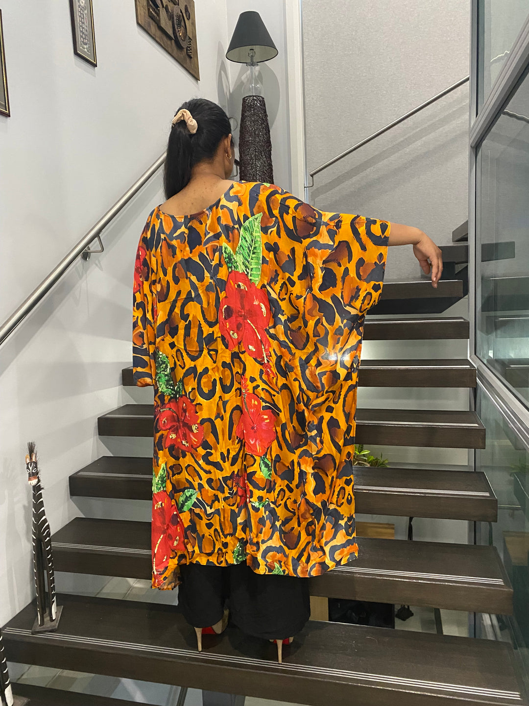 Maya Rayon Animal footprints Kaftan Top - Sizes Available AU 20-32