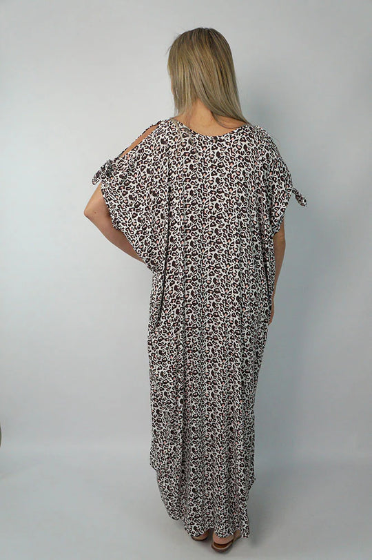 Maya White MIDI cold shoulder Kaftan Dress-O/S AU 10-18