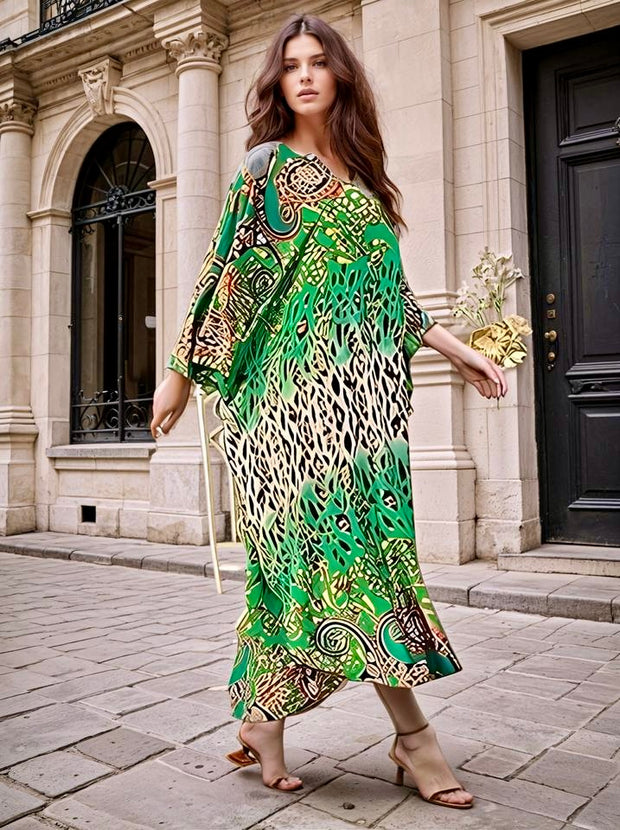 Tropical  Breezy cotton rayon Kaftan Sizes available AU 12-28